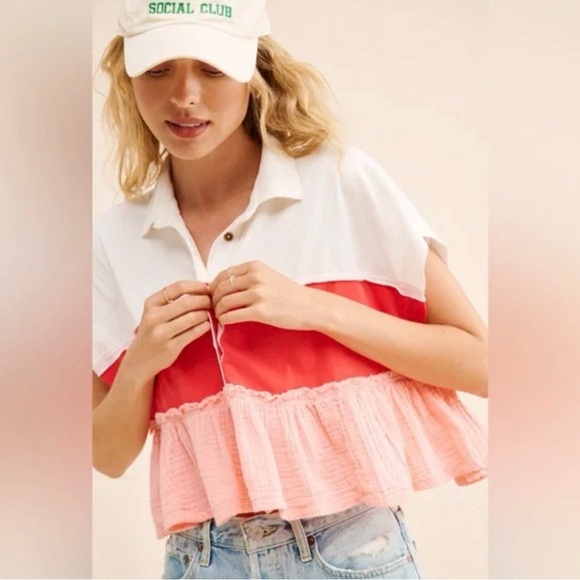 Pilcro Red and Pink Top - Picture 2 of 6